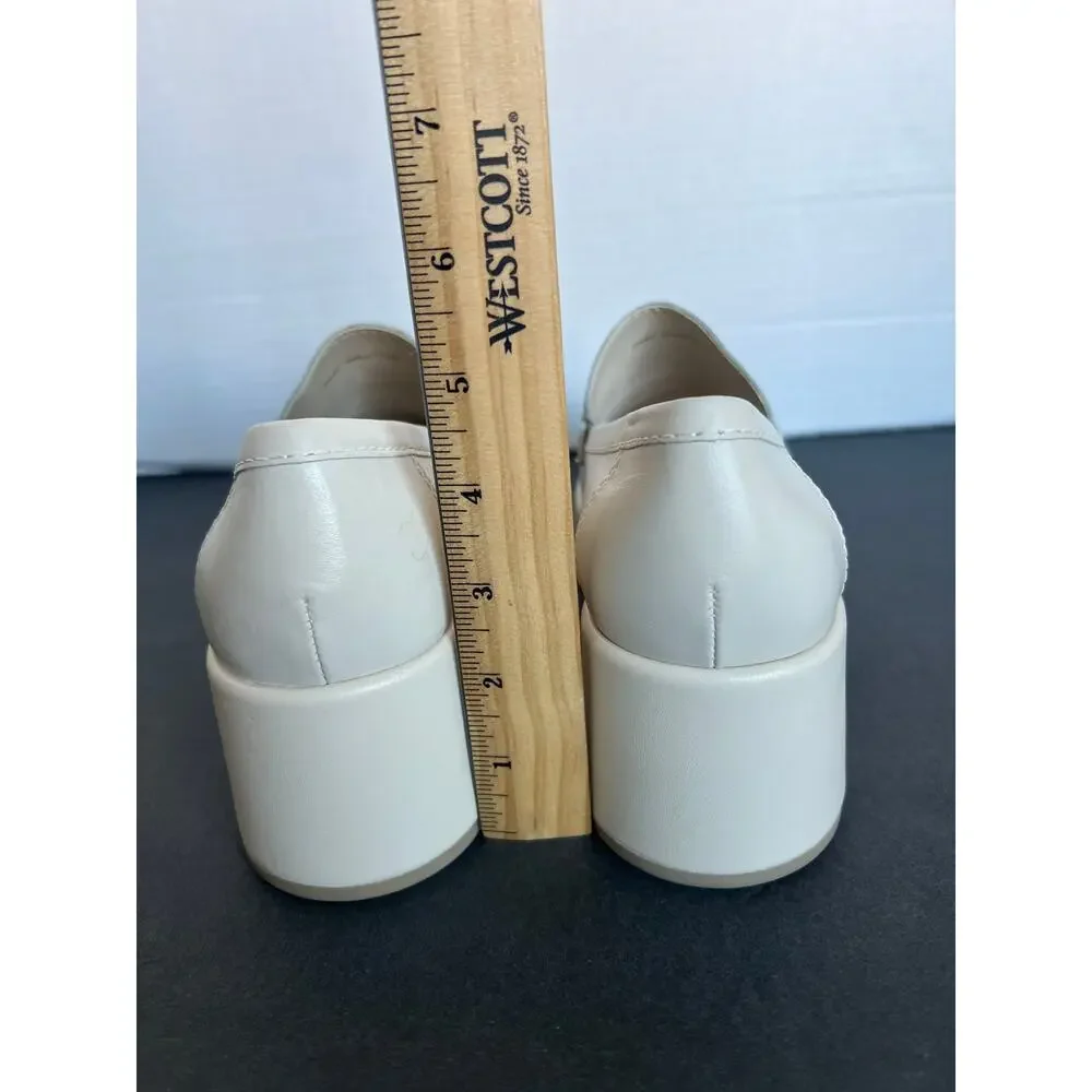 NWT Dolce Vita‎ Yanni Cream Leather Platform Penny Loafer Slip On Shoes Sz 8.5